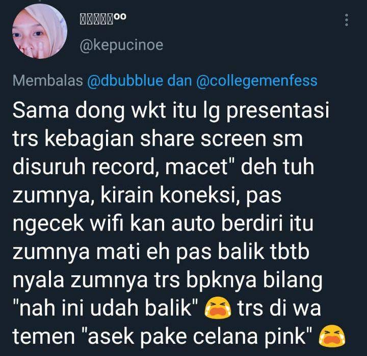 Cuitan netizen saat kuliah online. (twitter.com/kepucinoe)