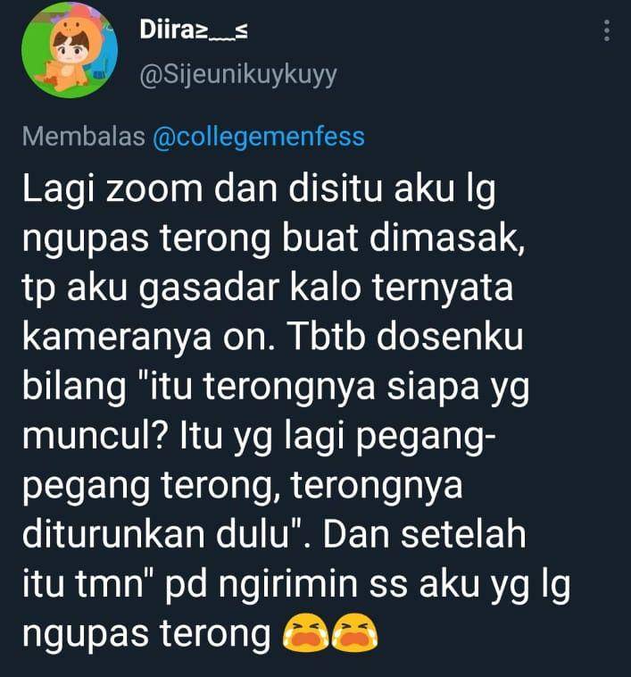 Cuitan netizen saat kuliah online. (twitter.com/Sijeunikuykuyy)