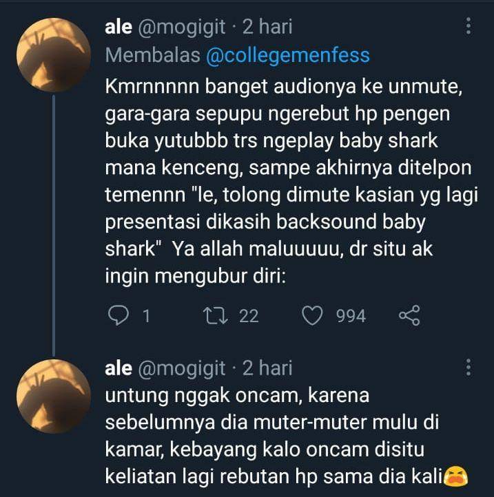 Cuitan netizen saat kuliah online. (twitter.com/mogigit)