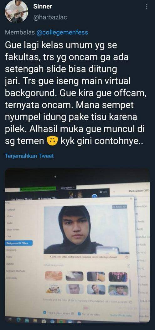 Cuitan netizen saat kuliah online. (twitter.com/harbazlac)