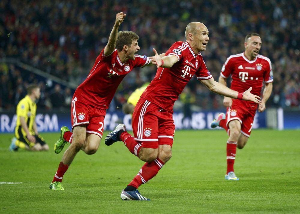 Arjen Robben mencetak gol kemenangan Bayern Munchen di final Liga Champions musim 2012/2013 (twitter.com/Squawka)