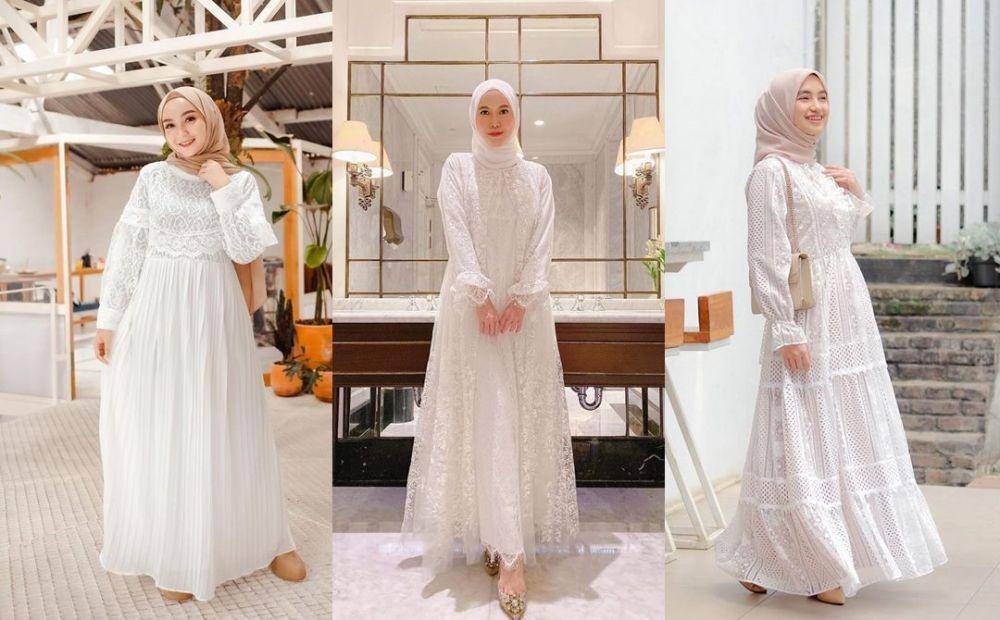 Style lace dress putih untuk ebaran (berbagai sumber)