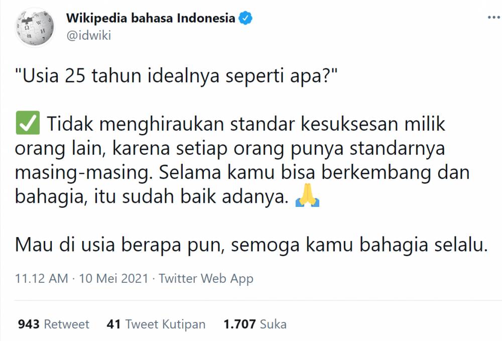 usia 25 menurut Wikipedia (twitter.com/idwiki)
