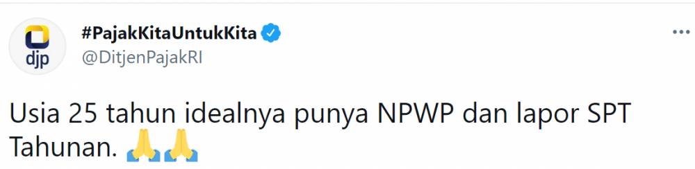usia 25 (twitter.com/DitjenPajakRI)
