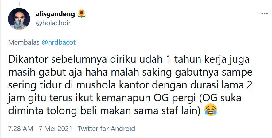 Curhatan netizen awal kerja (twitter.com/holachoir)