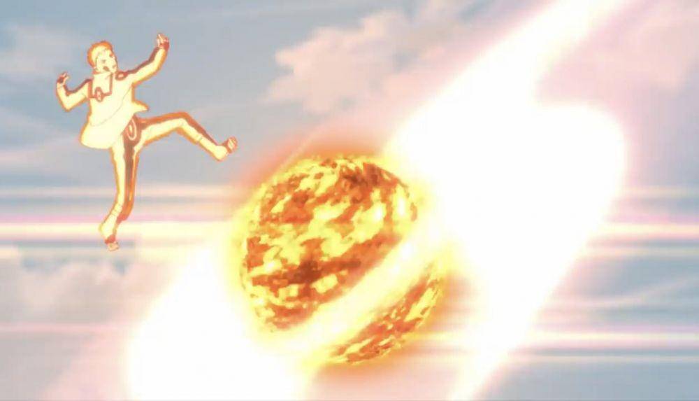 Naruto mengerahkan lava Rashenshuriken. (Dok. Pierrot/Boruto: Naruto Next Generations)