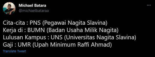curhat jadi pegawai Nagita Slavina (twitter.com/michaelbataraa)