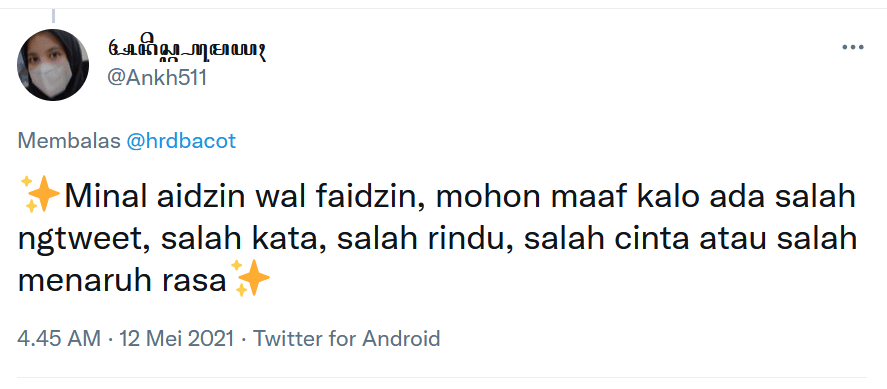 Ucapan Lebaran kocak warganet (twitter.com/Ankh511)
