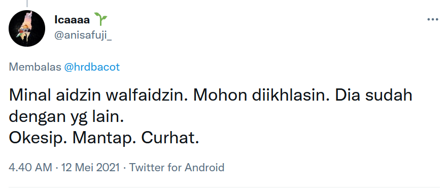 Ucapan Lebaran kocak warganet (twitter.com/anisafuji_)