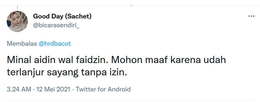 Ucapan Lebaran kocak warganet (twitter.com/bicarasendiri_)