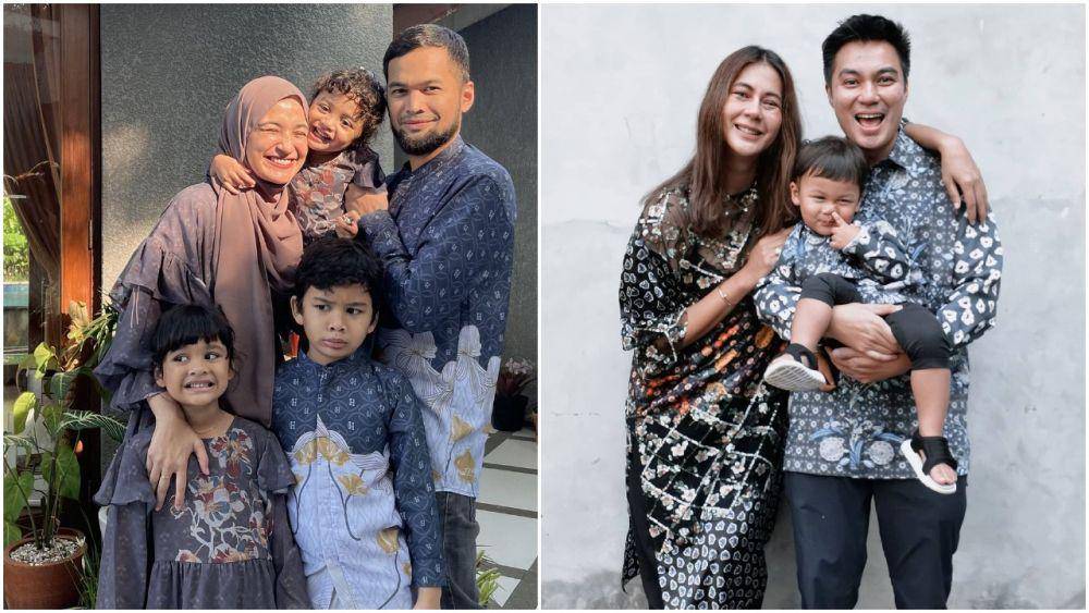 Kolase potret keluarga artis rayakan lebaran dengan baju sama (instagram.com/shireensungkar | instagram.com/baimwong)