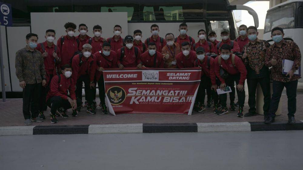 Timnas Indonesia sampai di Dubai. (pssi.org)