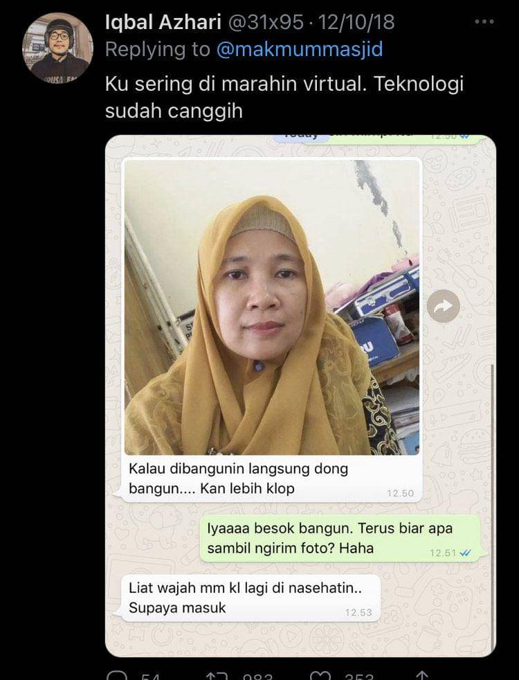 chat lucu dengan orangtua (Twitter.com/31x95)