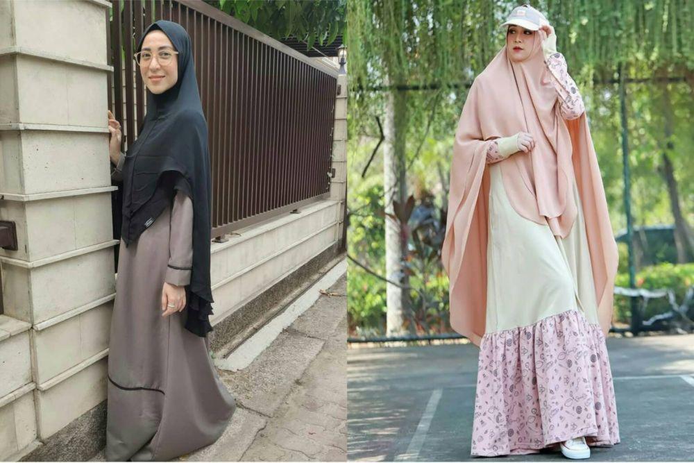 9 Adu Gaya Hijab Devi Permatasari Vs Dina Lorenza, Ibu Modis Jelita