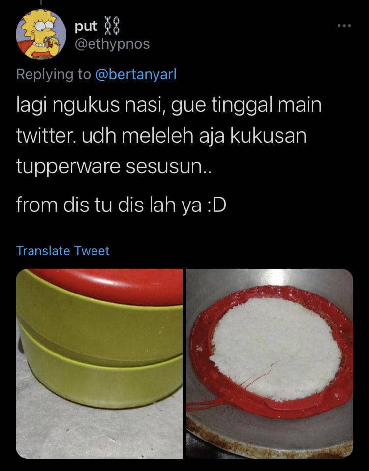 tupperware meleleh karena dipanasi (twitter.com/ethypnos)