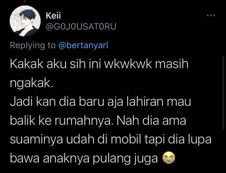 lupa sudah punya bayi (twitter.com/g0j0usat0ru)