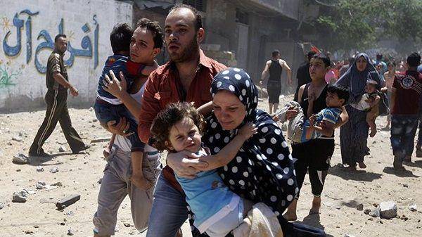 Para korban konflik di Jalur Gaza mencari tempat perlindungan untuk menghindari konflik di perbatasan. (Twitter.com/abed_muaddi)
