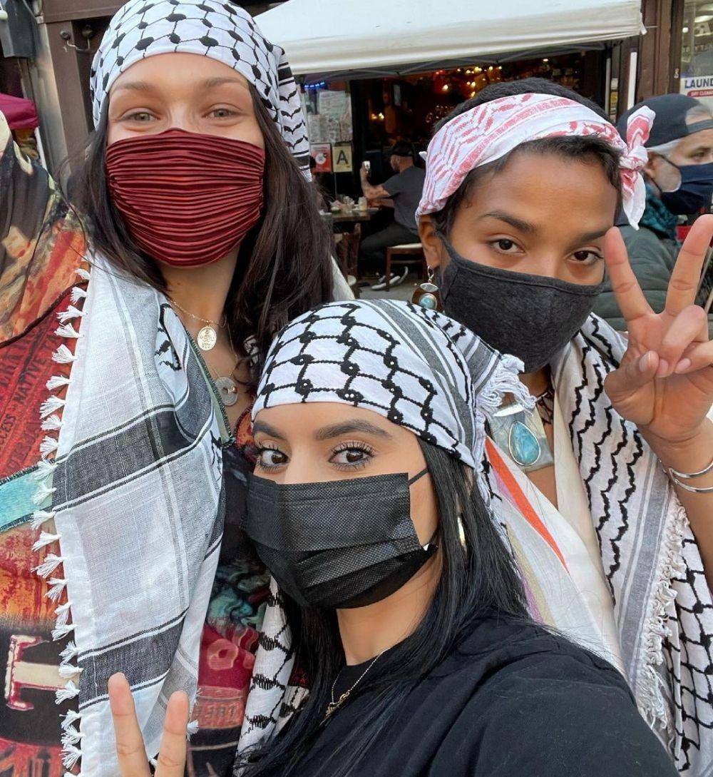 Aksi Bella Hadid di demo bela Palestina (instagram.com/bellahadid)