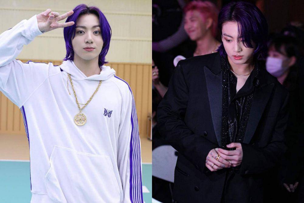 penampilan Jungkook BTS dengan rambut ungu (facebook.com/bangtan.official)