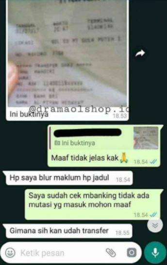 chat bukti transfer (instagram.com/dramaolshop.id)