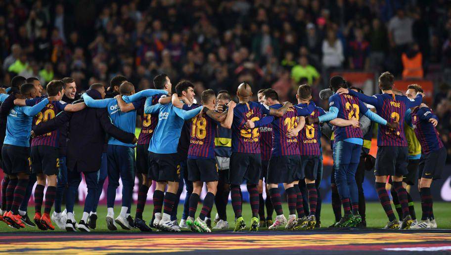 potret Barcelona menjuarai LaLiga(90min.com)
