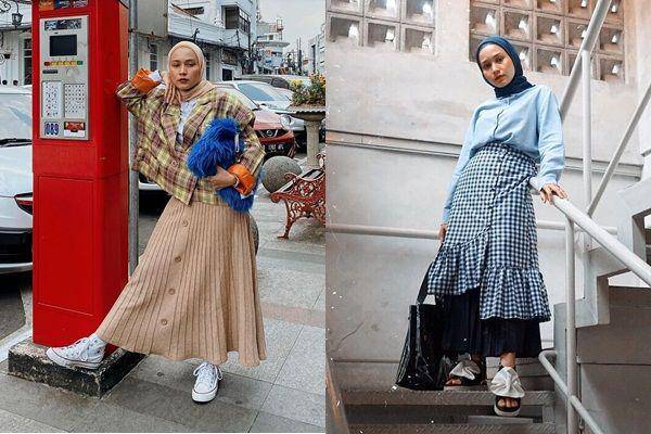Outfit dengan bawahan rok ala selebgram Chairunnisa (instagram.com/nissachair)