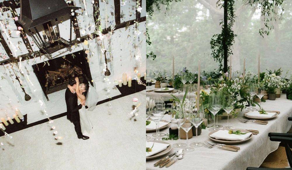 Dekorasi intimate wedding Ariana Grande. (Stefan Kohli via vogue.com | Instagram.com/arianagrande)