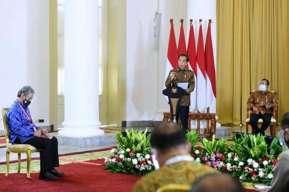 Presiden Jokowi membuka Rapat Koordinasi Nasional Pengawasan Intern Pemerintah Tahun 2021 (dok. Biro Pers Kepresidenan)