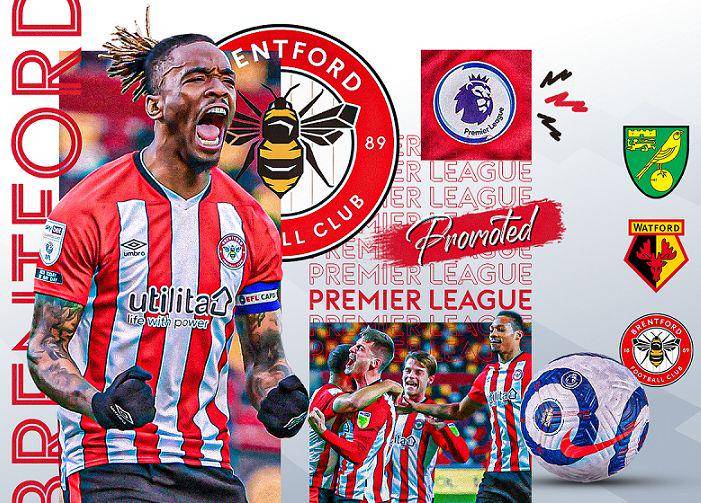 Brentford promosi ke kasta tertinggi untuk pertama kalinya sejak musim 1946/1947. (skysports.com)