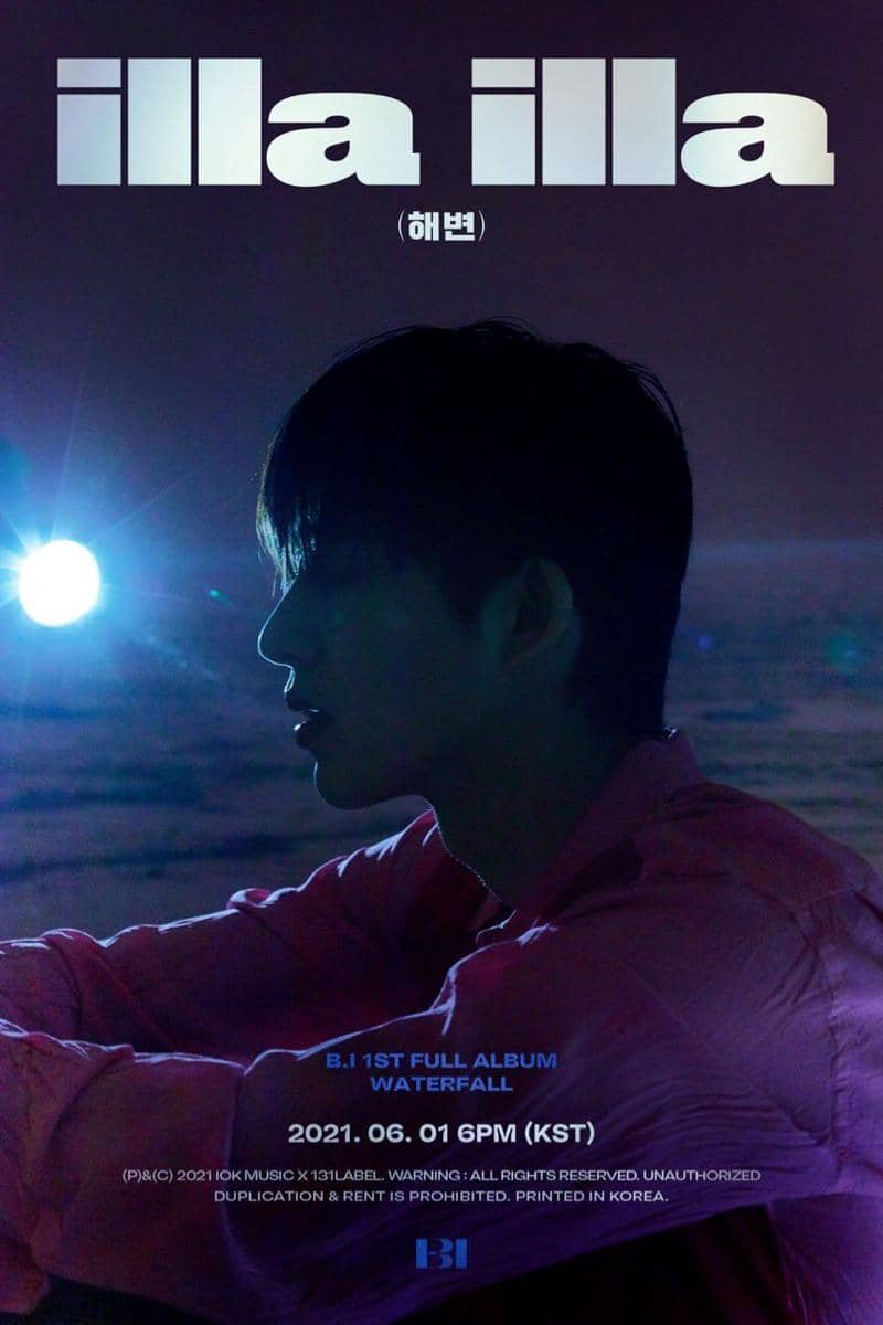 B.I di title poster full album WATERFALL (twitter.com/131_label_)