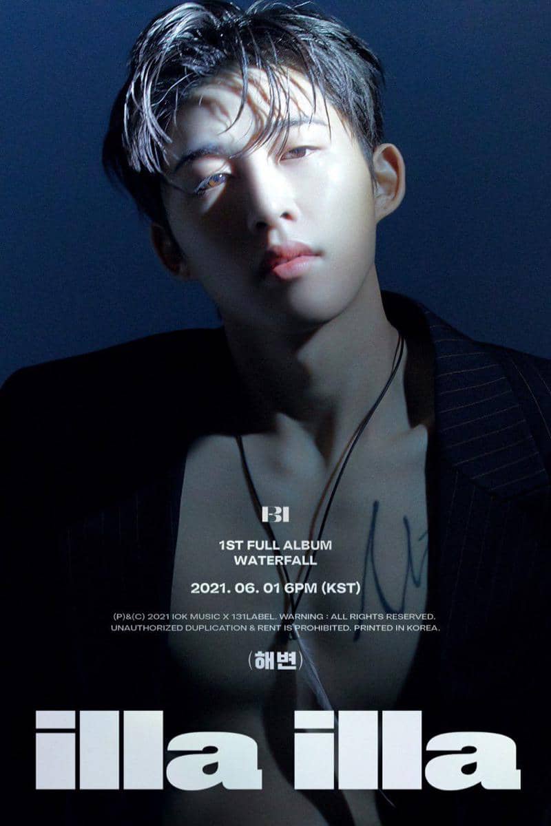 B.I di concept poster full album WATERFALL versi Waterfall. (twitter.com/131_label_)