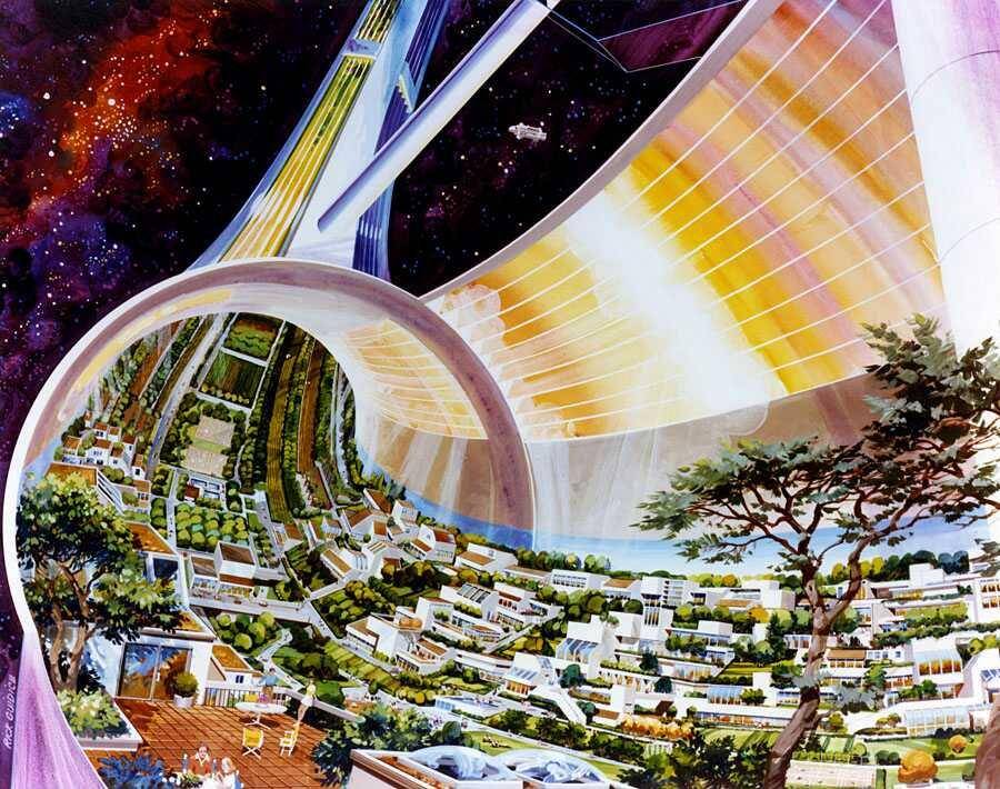 ilustrasi pemukiman Torus Standford (Dok. NASA/Rick Guidice)