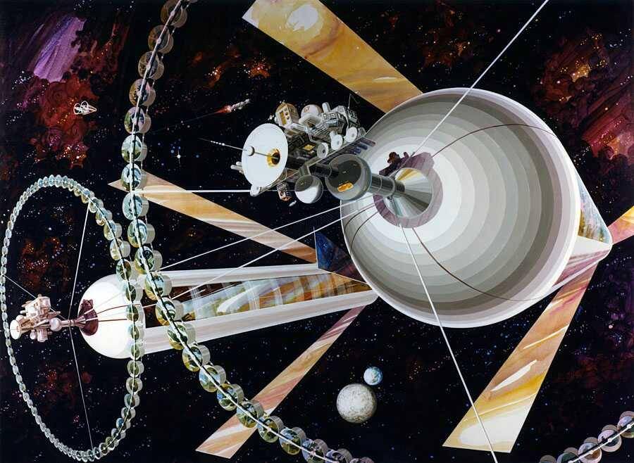 ilustrasi eksterior O'Neil Cylinder (Dok. NASA/Rick Guidice)
