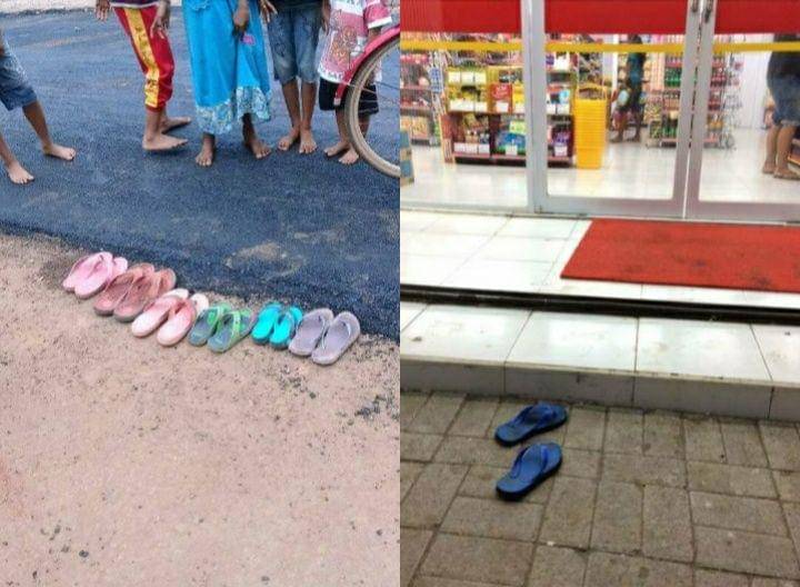 lepas sandal di tempat umum (facebook.com/Kelakuan Random Hooman | 1cak.com/1953964)