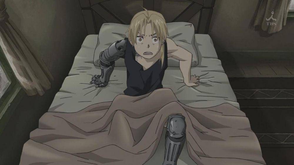 Ed bermimpi buruk. (dok. Studio Bones/Fullmetal Alchemist: Brotherhood)