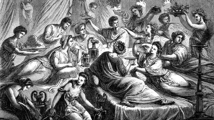 Perjamuan seorang bangsawan Romawi di Roma kuno. (npr.org)