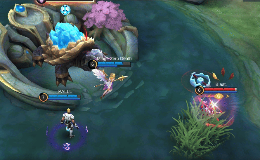 Rafaela menggunakan skill 1-nya yang memberikan efek slow dan mampu mendeteksi lawan di semak-semak. (Dok. Pribadi/Mimar Fakhruddin)