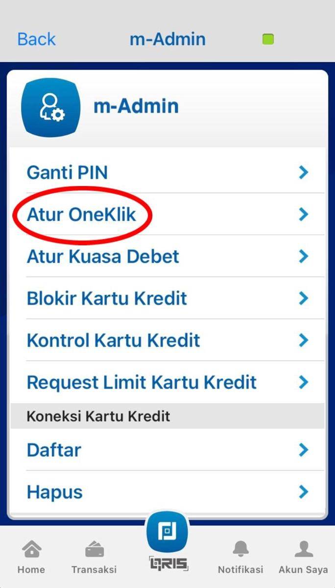 OneKlik pada tampilan BCA mobile (Dok. Pribadi)