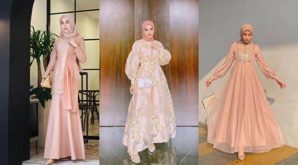 inspirasi gaya kondangan warna peach (berbagai sumber)
