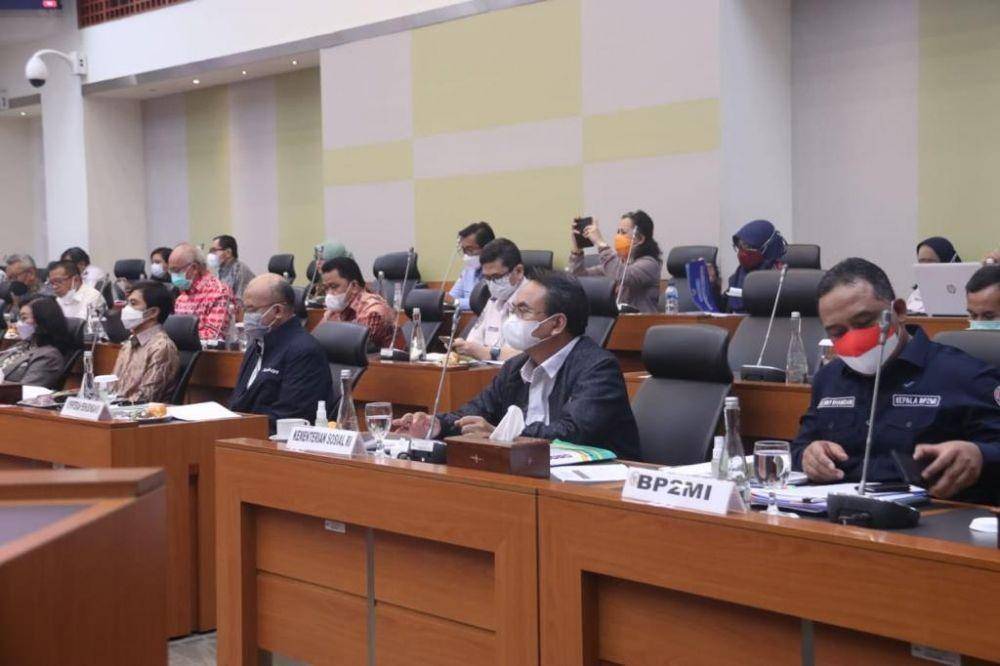 Dirjen Rehabilitasi Sosial, Harry Hikmat dalam Rapat Dengar Pendapat Tim Pengawas DPR RI Terhadap Perlindungan Pekerja Migran Indonesia (Timwas PPMI) di Gedung DPR RI, Jakarta, Rabu (2/6/2021). (Dok. Kemensos)