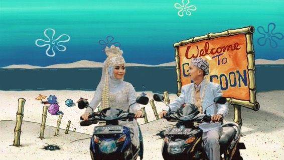 foto pengantin dieditin (twitter.com/alvinwija)