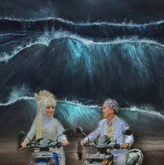 foto pengantin dieditin (twitter.com/anissury00)