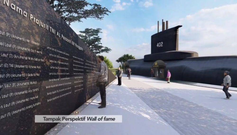 Tampak perspektif Wall of Fame di Monumen KRI Nanggala 402 (Tangkapan layar IG Koarmada)