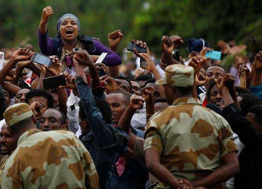 potret sebuah protes terhadap situasi yang memanas  di Ethiopia (africa.cgtn.com)