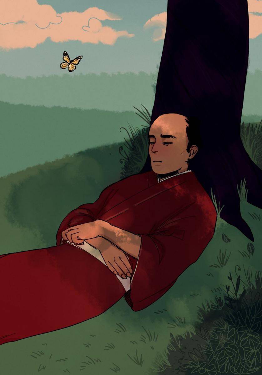 ilustrasi Akinosuke sedang tertidur (artstation.com/Marta A. A.)