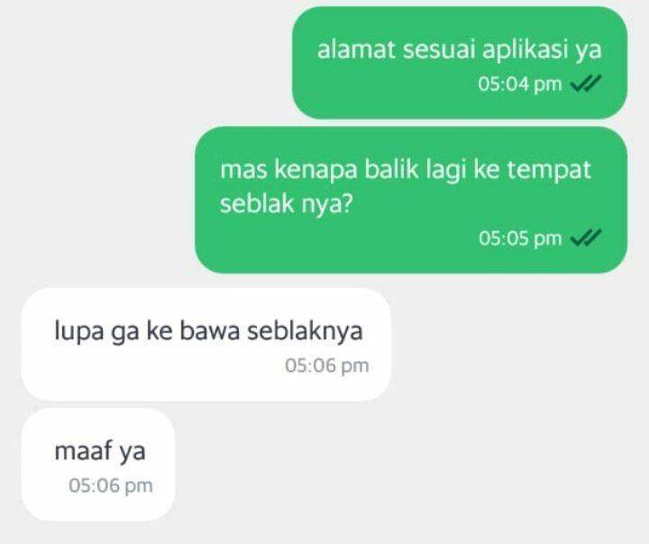 driver ojek lupa bawa orderan (twitter.com/foodfess2)