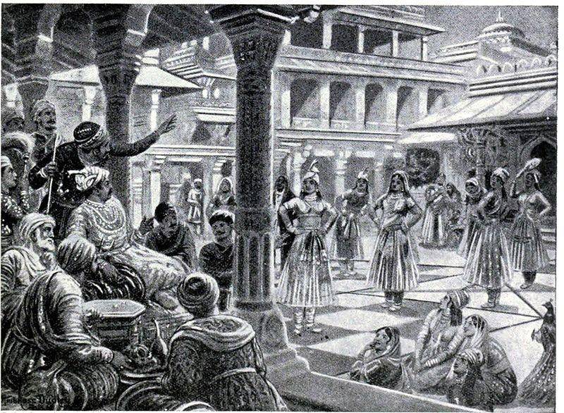 Kaisar Mughal, Akbar, bermain ludo di Fateh pur Sikri pada tahun 1575. (byjus.com)