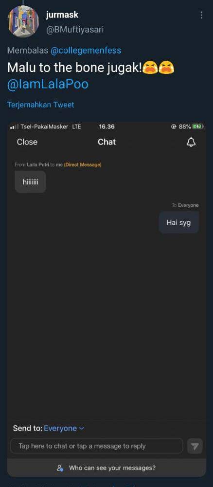 tweet kelakuan pelajar 'nakal' (twitter.com/BMuftiyasari)