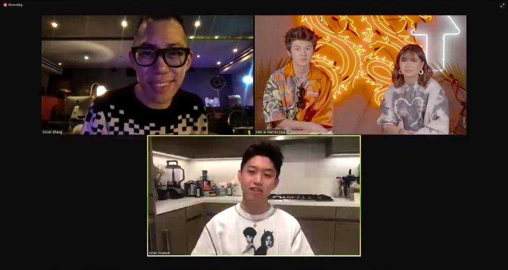 Warren Hue, NIKI, dan Rich Brian pada konferensi pers virtual California, Kamis (10/6/2021) (dok. 88rising)