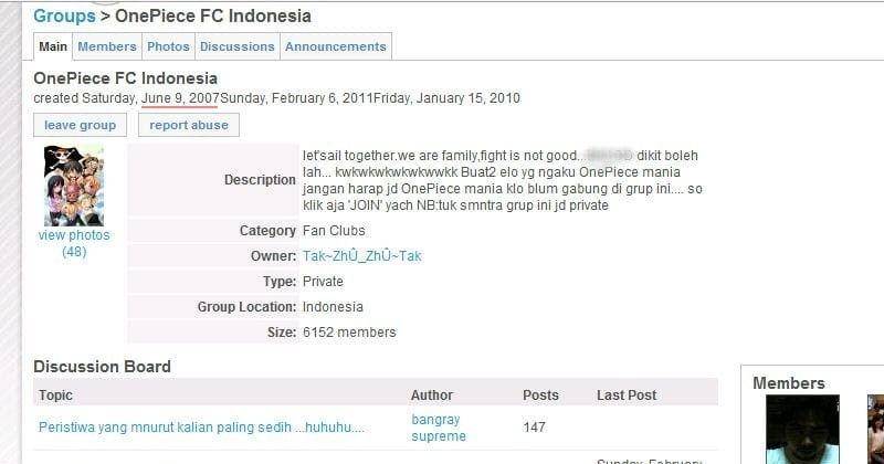 Friendster/One Piece Fans Club Indonesia